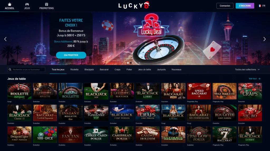 Lucky8 Casino interface